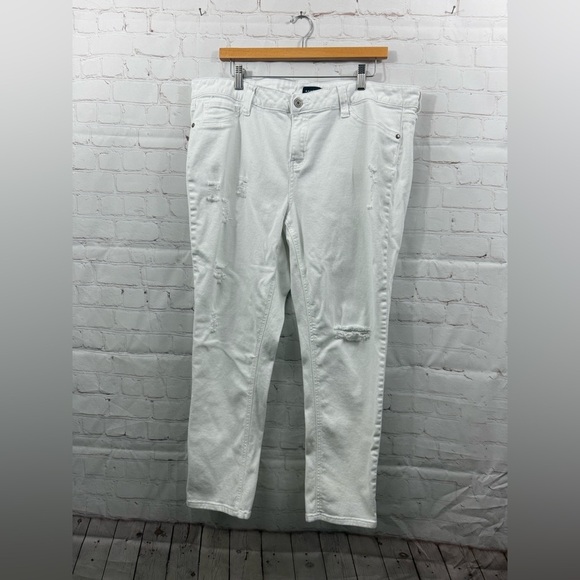 Rampage Jeans Womens Plus Size 22W Off White Distressed Ankle Cropped Denim*READ - Picture 1 of 9